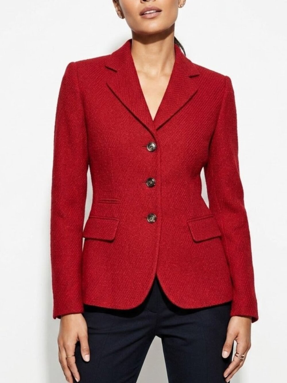 Gerard Darel Red Wool Blazer Jacket Sz 8 French Girl Dark Academia Career
